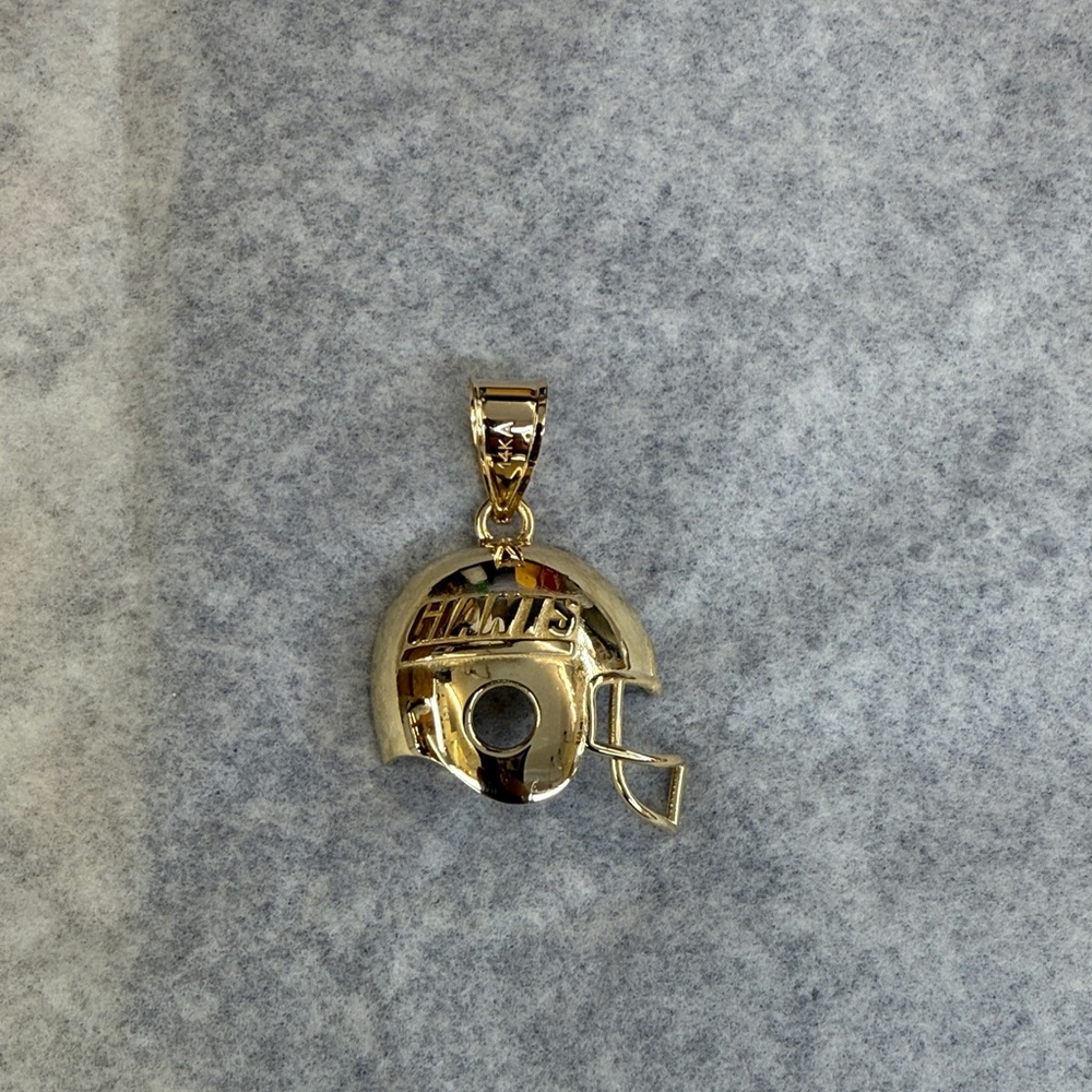 14k Yellow Gold NFL Football Giants Helmet Pendant Charm